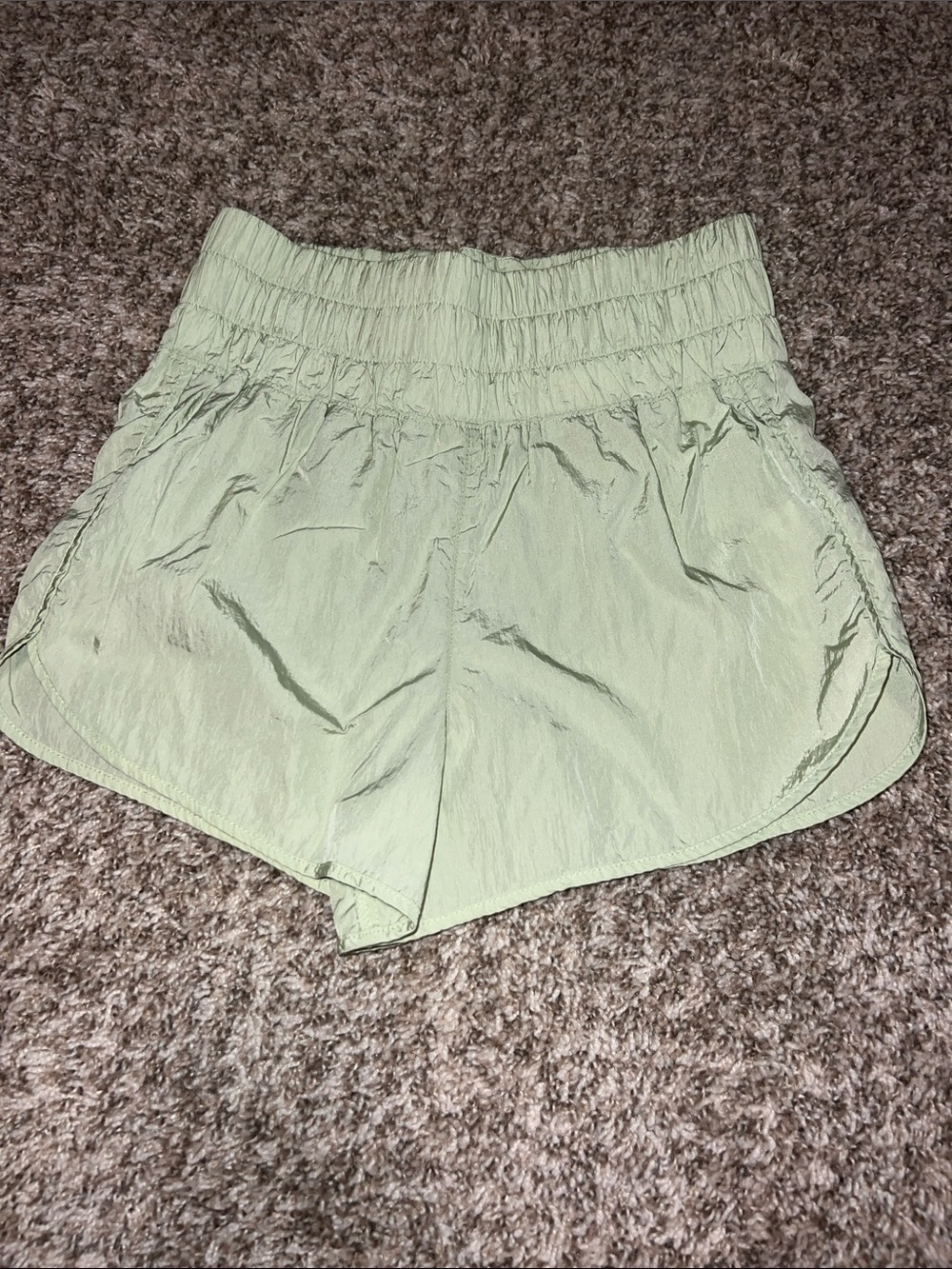 GB Girls Light Green Elastic High Waist Athletic Shorts Sz M